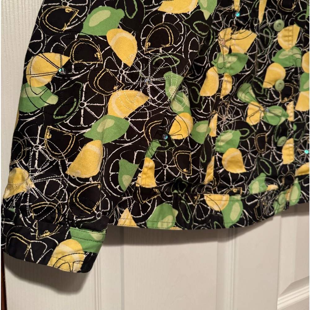 Laura Ashley Woman Sz 2X Lemon Lime Shacket w/ embroider details, buttons, lined - Picture 3 of 7